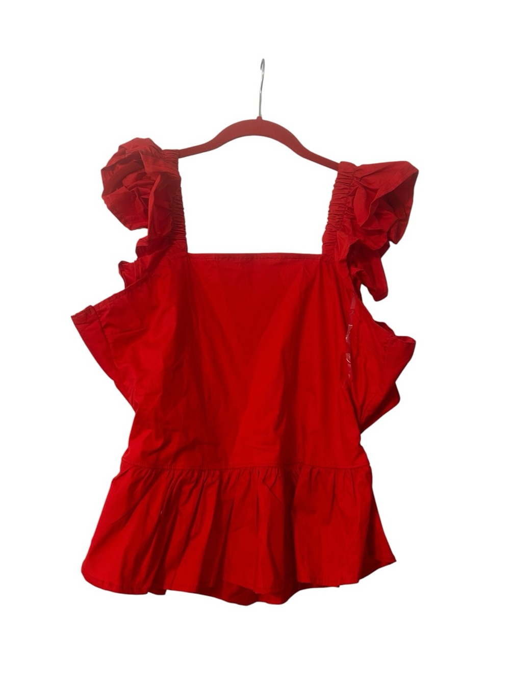 NWT Who's That Girl? red open back peplum blouse Size M